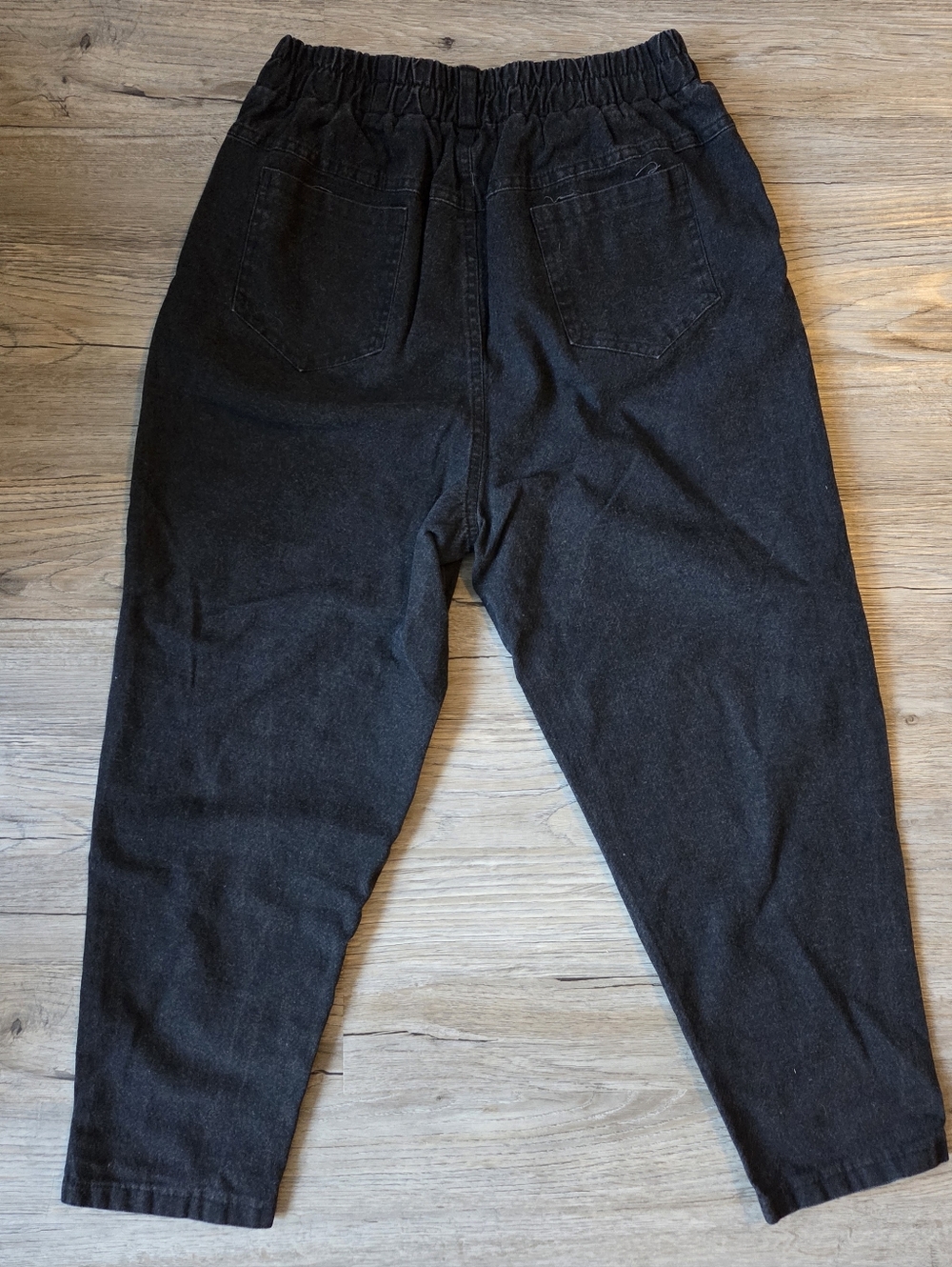 Vintage 90s black baggy barrel joggers denim jeans with stretch elastic waist - Picture 4 of 7